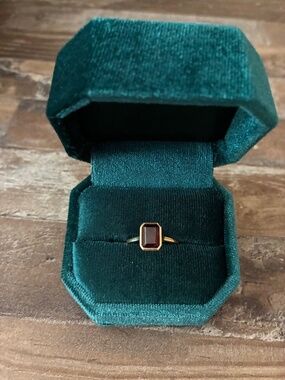 Emerald cut garnet ring